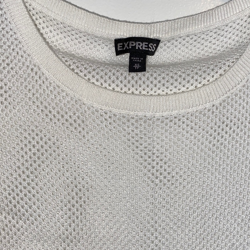 Express Crochet Mesh Tunic Sweater - Picture 3 of 7